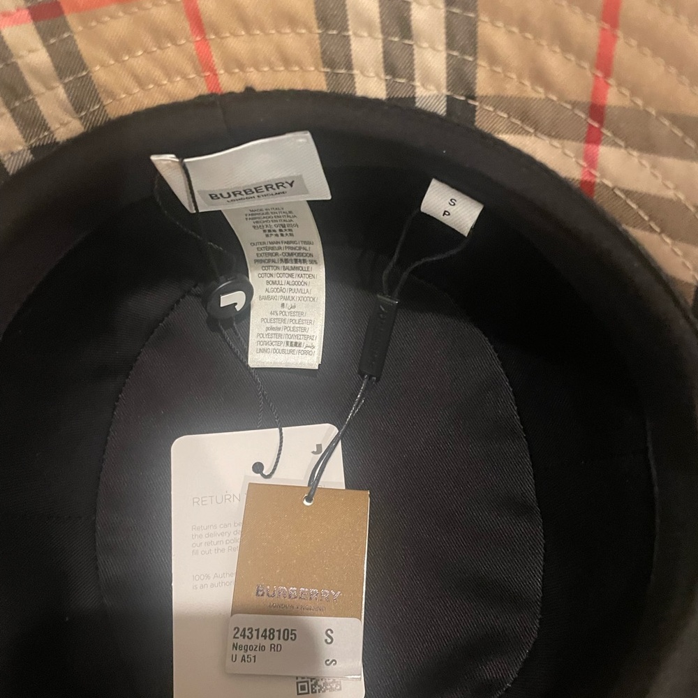 Burberry Beige Checkered Bucket Hat - Picture 3 of 3